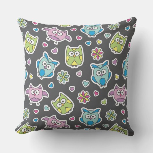 Coussin motif des hiboux de bande dessinée (Recto)