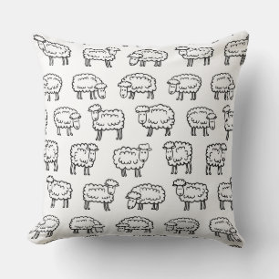 Coussin Motif des moutons - noir et blanc