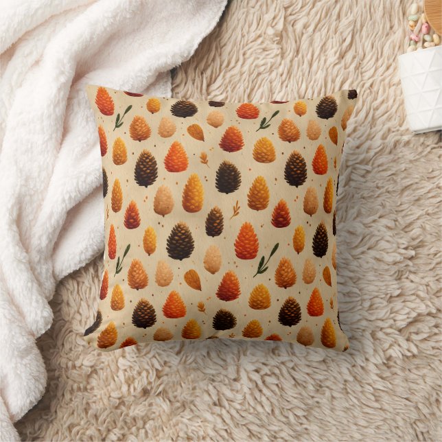 Coussin Motif des Pinecones d'hiver chauds (Couverture)