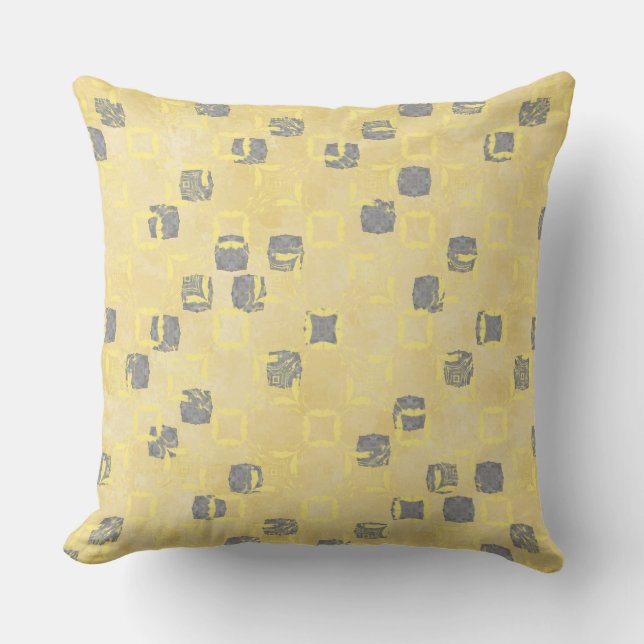 Coussin Motif des Pois abstents jaunes et gris (Recto)