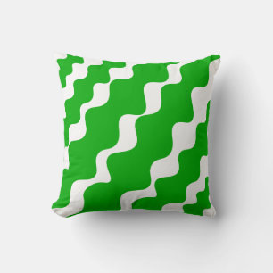 Coussin Motif des vagues inclinées vertes et blanches
