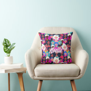 Coussin Motif des visages des femmes multiculturelles, vot
