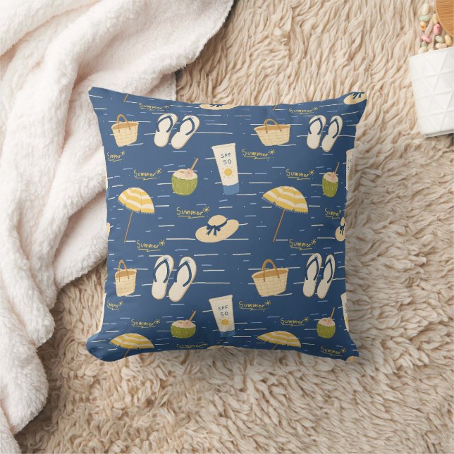 Coussin Motif d'essentiels de plage d'été (3) (Couverture)
