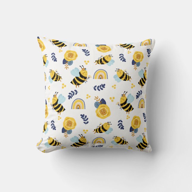 Coussin Motif d'été du printemps de l'abeille au miel (Recto)