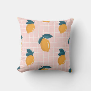 Coussin Motif d'été vintage sans soudure avec citrons à la