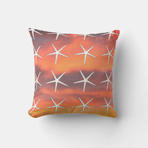 Coussin Motif d'étoile blanche Orange Sunset Sky Paysage