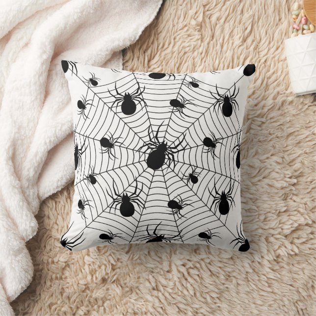 Coussin Motif d'Halloween Black White araignées (Couverture)