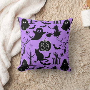 Coussin Motif d'Halloween. Éffrayant et mignon.b L Violet