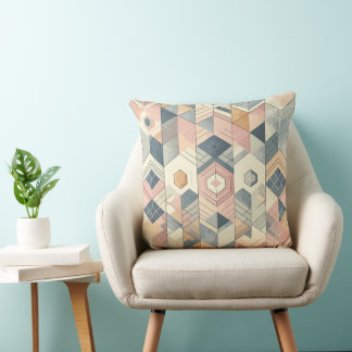 Coussin Motif d'harmonie géométrique pastel