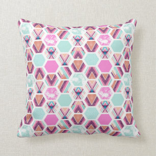 Coussin Motif d'hexagone d'aquarelle