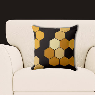 Coussin Motif d'hexagone jaune et noir