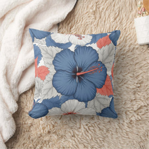 Coussin Motif d'Hibiscus Tropical Côtier (1)