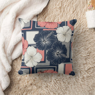Coussin Motif d'Hibiscus Tropical Côtier (4)