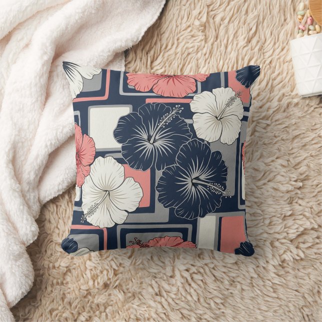 Coussin Motif d'Hibiscus Tropical Côtier (4) (Couverture)