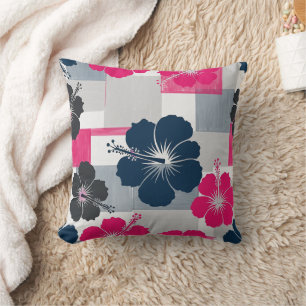 Coussin Motif d'Hibiscus Tropical de Côte (13)