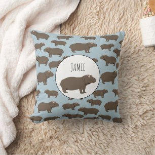 Coussin Motif d'hippopotame personnalisé