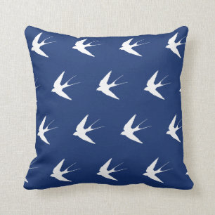 Coussin Motif d'hirondelle - Oiseaux blancs