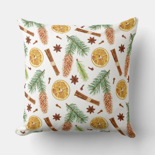 Coussin Motif d'hiver Festif Orange Green