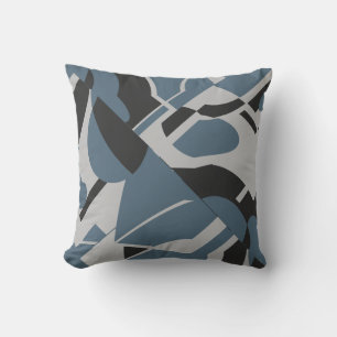 Coussin Motif Diagonal Gris Gris Noir Gras Gris