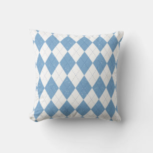 Coussin Motif diamant à carreaux bleu et blanc Argyle