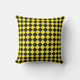 Coussin Motif diamant à carreaux jaune noir