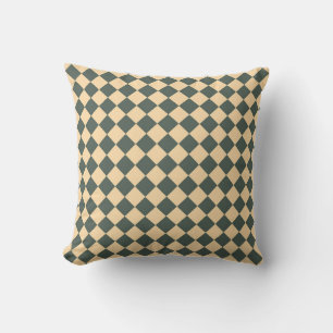 Coussin Motif diamant à carreaux jaune vert