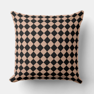 Coussin Motif diamant à carreaux rose noir