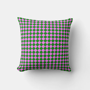 Coussin Motif diamant à carreaux rose vert