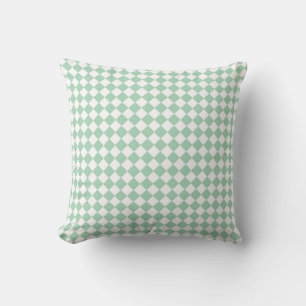 Coussin Motif diamant à carreaux vert et blanc