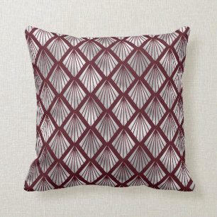 Coussin Motif Diamant Art Déco Maroon et Argent