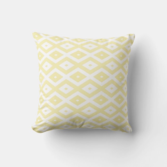 Coussin Motif diamant jaune pâle et blanc (Recto)