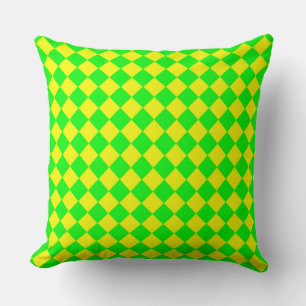Coussin Motif diamant jaune-vert Checker