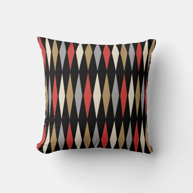 Coussin Motif diamant moderne du milieu du siècle rétro (Recto)