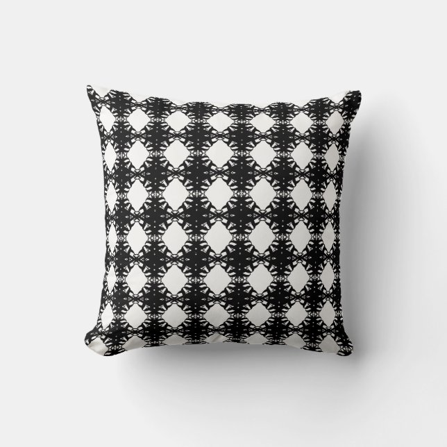Coussin Motif diamant moderne sur noir et blanc (Recto)