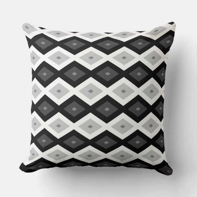Coussin Motif diamant noir, blanc et gris (Recto)