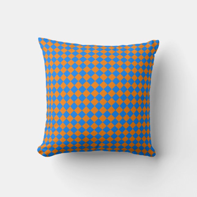 Coussin Motif diamant Orange Blue Checker (Recto)