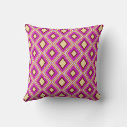 Coussin Motif diamant rose fuchsia jaune
