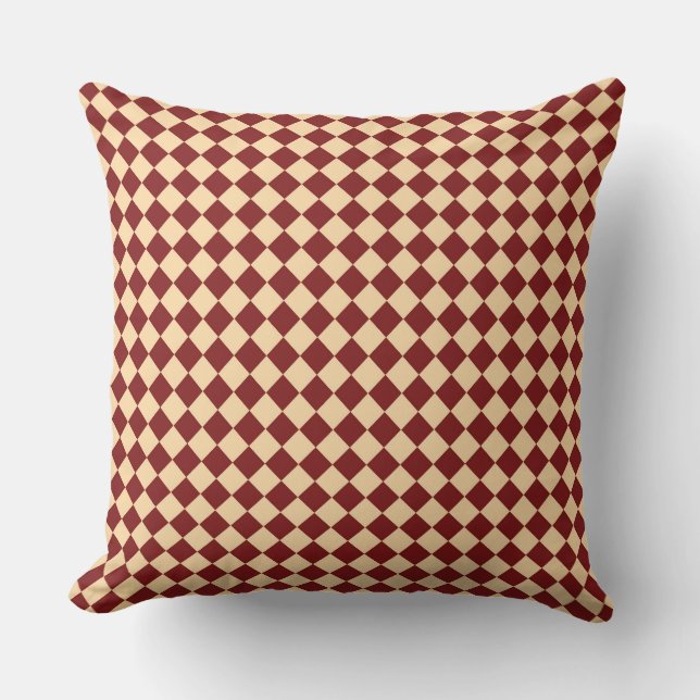 Coussin Motif diamant rouge jaune Checker (Recto)