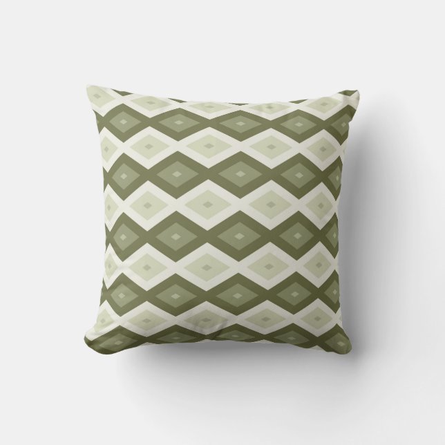 Coussin Motif diamant vert olive (Recto)