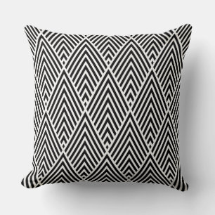 Coussin Motif Diamant Vintage noir et blanc