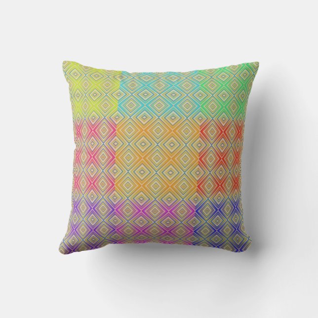 Coussin Motif diamanté alternatif aux couleurs de l'arc-en (Verso)