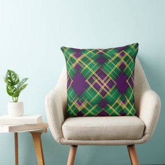 COUSSIN MOTIF DIAMANTÉ VERT ET VIOLET ORNÉ