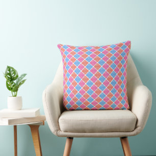 Coussin Motif diamants patchwork orné