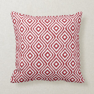 Coussin Motif Diamond Ikat de la tribu rouge foncée