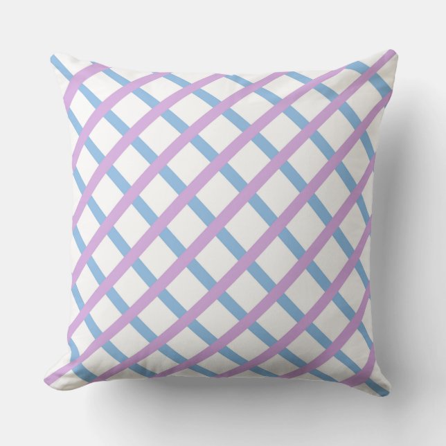 Coussin Motif Diamond Stripes bleu violet Checker (Recto)