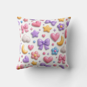 Coussin Motif d'icônes pastel de bonbons mignons