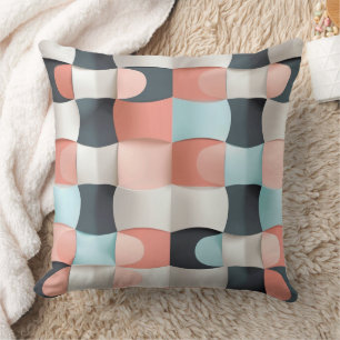 Coussin Motif d'illusion géométrique incurvée 3D moderne