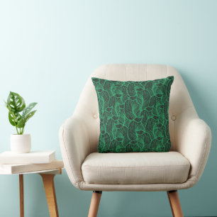 Coussin motif d'illustration de feuilles vertes