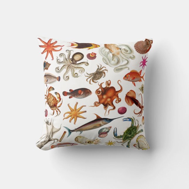 Coussin Motif d'illustration de la vie sous-marine (Recto)