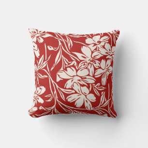 Coussin Motif d'illustration florale abstraite rouge éléga